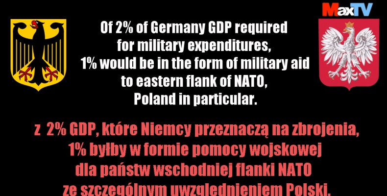 1% of Germany military budget as aid to Poland and eastern flank of NATO